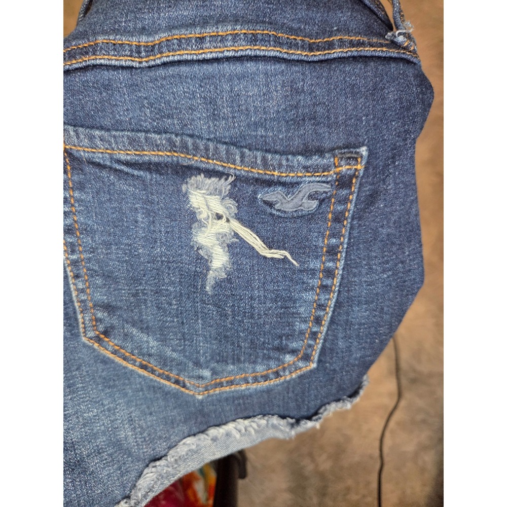 Hollister Short-Short High Rise Distressed Denim Jean Shorts W25 Size 1 Dark - Picture 5 of 5